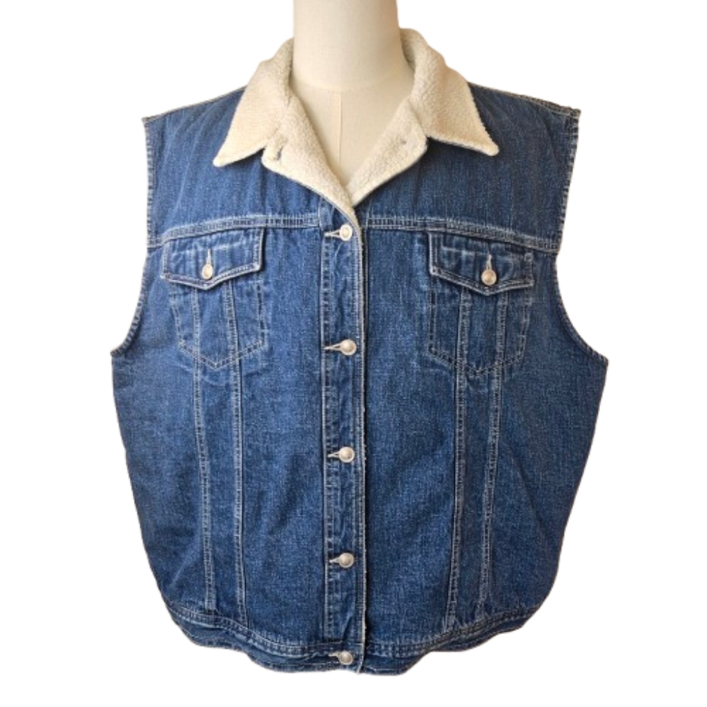 90's Great Northwest Denim Shearling Vest 2X